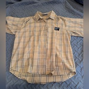 Tartan letter patched blouse
